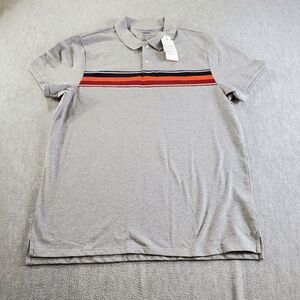 Old Navy Golf Polo Shirt Mens XL Gray Chest Stripes Built-in Flex Slit Collared
